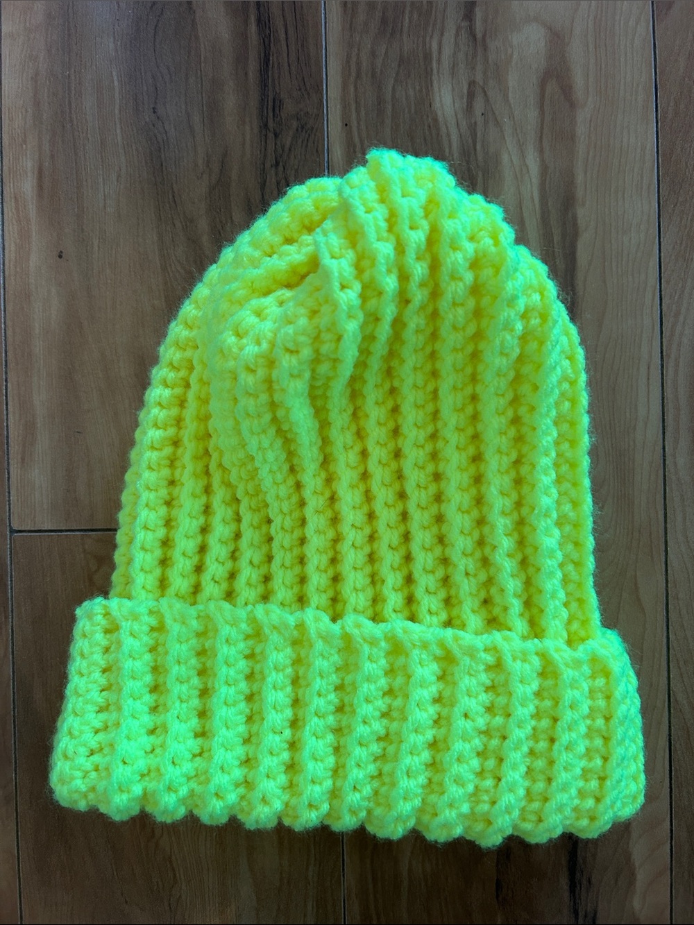 Handmade neon yellow beanie - slouchy beanie